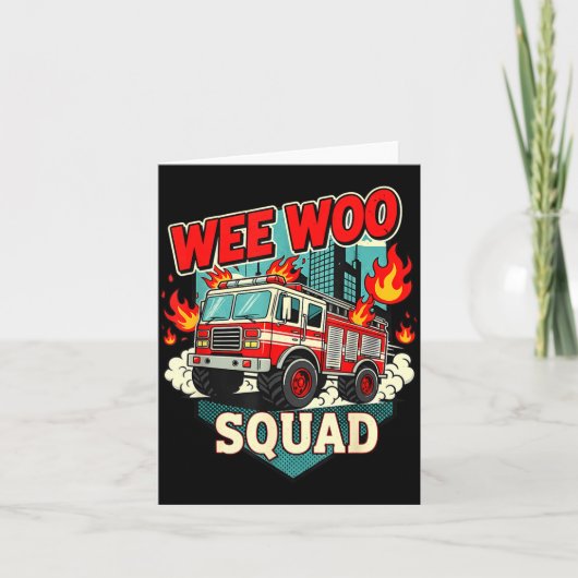 Funny Wee Woo Squad Fire Department Firefighter Fi カード (正面)