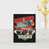 Funny Wee Woo Squad Fire Department Firefighter Fi カード (黄色い花)