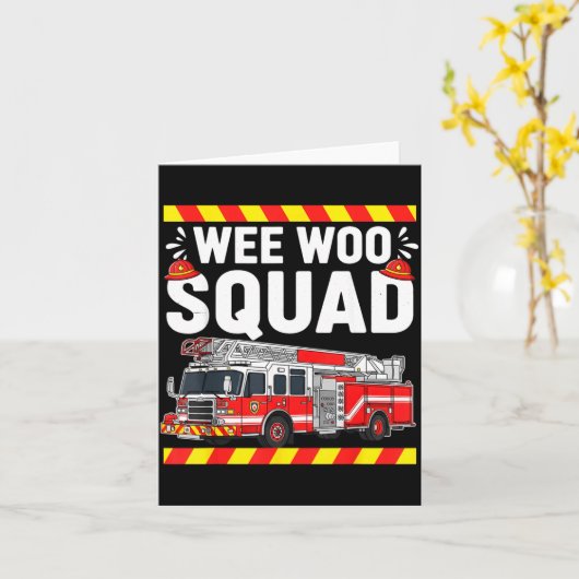 Funny Wee Woo Squad Fire Department Firefighter Fi カード (黄色い花)
