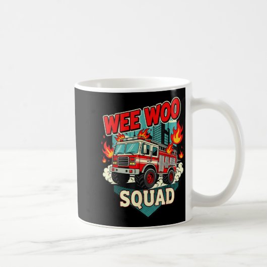 Funny Wee Woo Squad Fire Department Firefighter Fi コーヒーマグカップ (右)