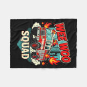 Funny Wee Woo Squad Fire Department Firefighter Fi フリースブランケット (正面(横))