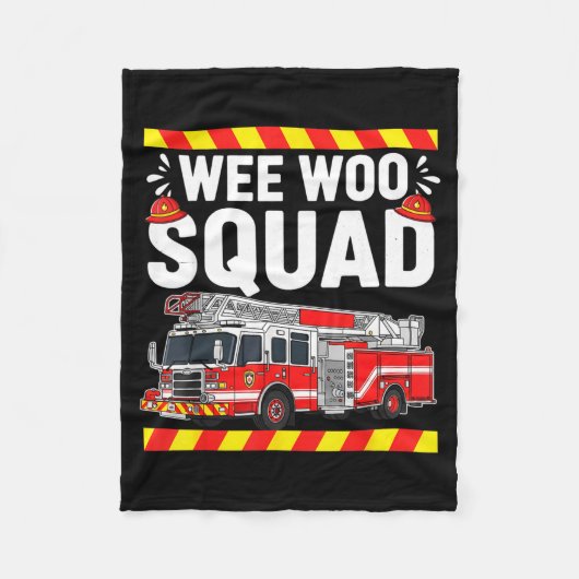 Funny Wee Woo Squad Fire Department Firefighter Fi フリースブランケット (正面)