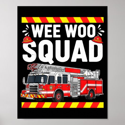 Funny Wee Woo Squad Fire Department Firefighter Fi ポスター (正面)