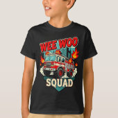Funny Wee Woo Squad Fire Department Firefighter Fi Tシャツ (正面)