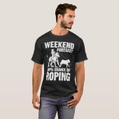 Funny Weekend Forecast 100% Roping Cool Rodeo Rope Tシャツ (正面フル)