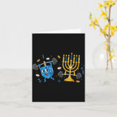 Funny Weightlifting Gym Dreidel Menorah Hanukkah W カード (黄色い花)