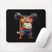 Funny Weightlifting Gym Workout Cat With Boxing Gl マウスパッド (マウス)