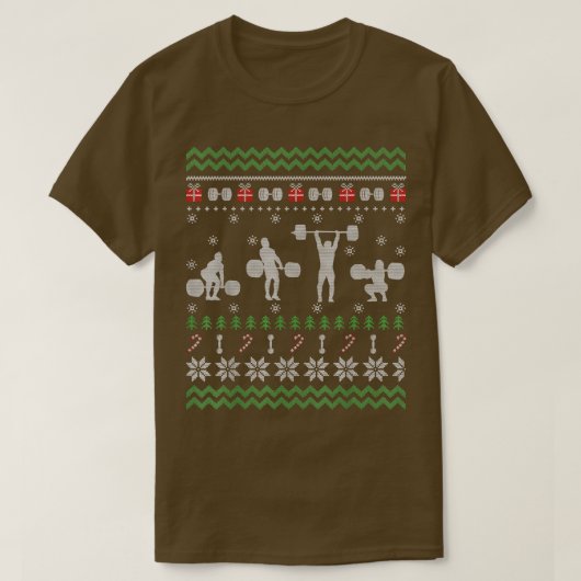 Funny Weightlifting Ugly Christmas Sweater Gift Fo Tシャツ (デザイン正面)
