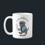 Funny Weimaraner Dog Business Suit Coffee  コーヒーマグカップ<br><div class="desc">Celebrate your love of dogs and your sense of humor with this unique cartoon-style mug featuring your favorite canine companion. This design tells the story of a "working dog" in a distinctive way, showcasing a stylish puppy ready to start his day with a bow tie and a hot cup of...</div>