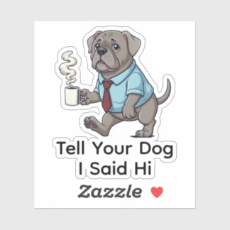 Funny Weimaraner Dog Business Suit Coffee  シール
