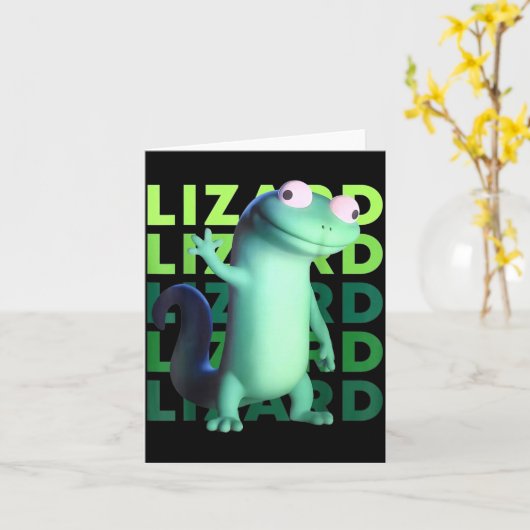 Funny Weirore Lizard Meme _ 3d Surreal Animal  カード (黄色い花)