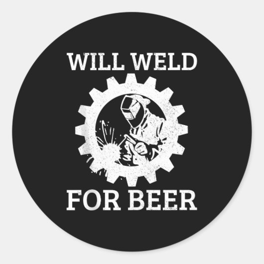 Funny Welder Will Weld For Beer Welding Gift Tank ラウンドシール (正面)