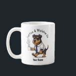 Funny Welsh Terrier Dog Business Suit Coffee  コーヒーマグカップ<br><div class="desc">Celebrate your love of dogs and your sense of humor with this unique cartoon-style mug featuring your favorite canine companion. This design tells the story of a "working dog" in a distinctive way, showcasing a stylish puppy ready to start his day with a bow tie and a hot cup of...</div>