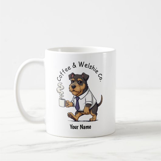 Funny Welsh Terrier Dog Business Suit Coffee  コーヒーマグカップ (左)