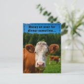 Funny Western Cow Dinner Party Ranch & Farm Style シーズンポストカード (スタンド正面)