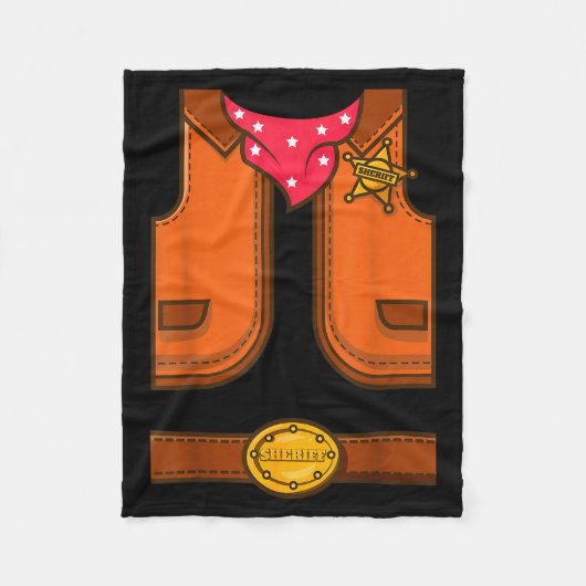 Funny Western Sheriff Halloween Cowboy Vest Simple フリースブランケット (正面)