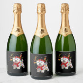 Funny Westie Christmas Tee Reindeer Christmas Ligh スパークリングワインラベル (ボトル)