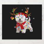 Funny Westie Christmas Tee Reindeer Christmas Ligh スパークリングワインラベル (シングルラベル)