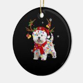 Funny Westie Christmas Tee Reindeer Christmas Ligh セラミックオーナメント (左)