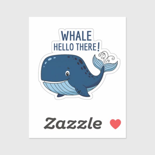 Funny Whale Hello There Pun Cute Ocean Animal シール (シート)