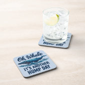 Funny Whale Pun "Oh Whale" Hump Day Design コースター (右側)