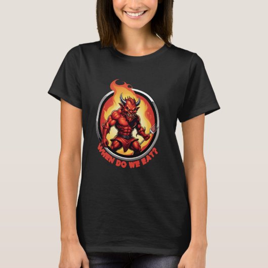 Funny When Do We Eat Devil Tシャツ (正面)