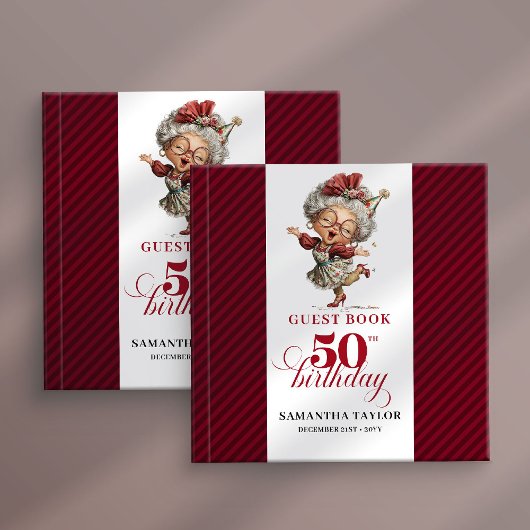 Funny whimsical 50th woman birthday guest book ゲストブック