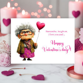 Funny Whimsical Bored Granny Valentine Card シーズンカード