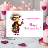 Funny Whimsical Grumpy Lady Valentine Card シーズンカード