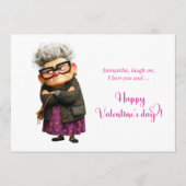Funny Whimsical Grumpy Lady Valentine’s Day Card シーズンカード (正面)