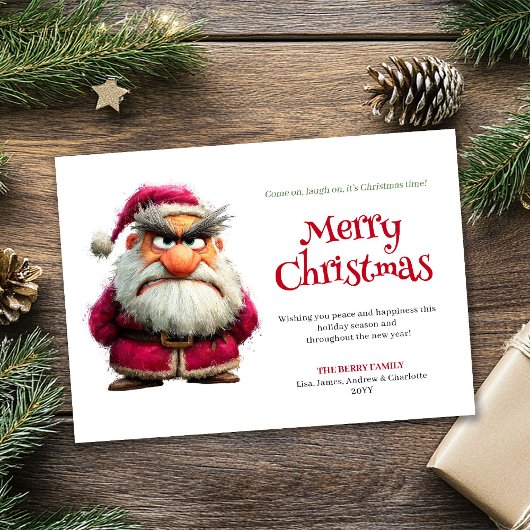 Funny whimsical Santa digital holiday greeting シーズンカード