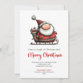 Funny Whimsical Santa Red Green Holiday Greeting シーズンカード (正面)