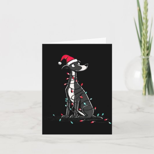 Funny Whippet Christmas Graphics Dog Lights Lover  カード (正面)