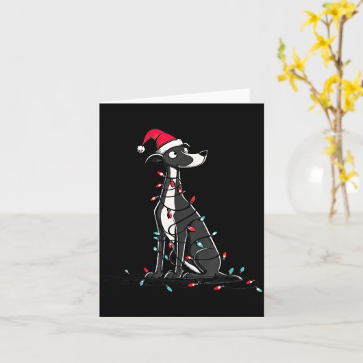 Funny Whippet Christmas Graphics Dog Lights Lover  カード (黄色い花)