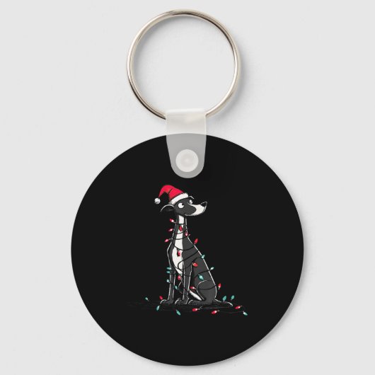Funny Whippet Christmas Graphics Dog Lights Lover  キーホルダー (正面)