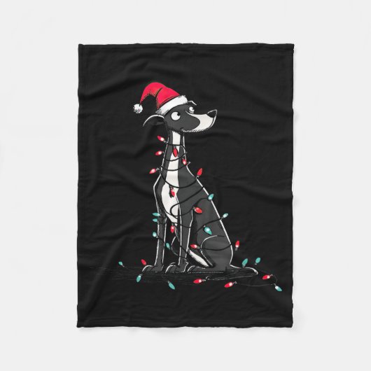 Funny Whippet Christmas Graphics Dog Lights Lover  フリースブランケット (正面)