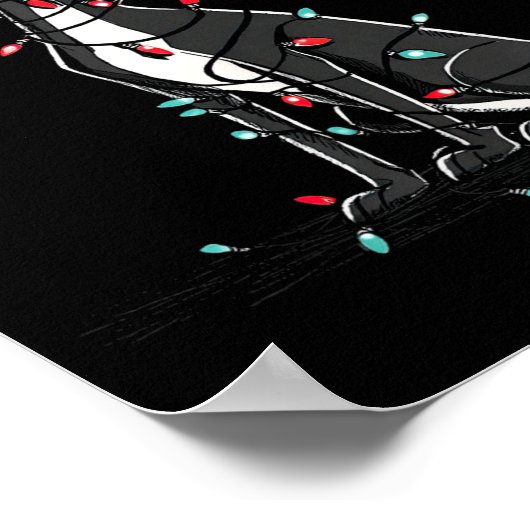 Funny Whippet Christmas Graphics Dog Lights Lover  ポスター (角)