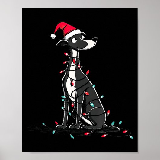 Funny Whippet Christmas Graphics Dog Lights Lover  ポスター (正面)
