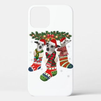 Funny Whippet In Sock Xmas Reindeer Santa Dog Gift iPhone 12ケース