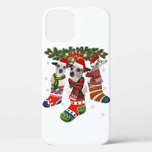 Funny Whippet In Sock Xmas Reindeer Santa Dog Gift Case-Mate iPhoneケース (裏面)