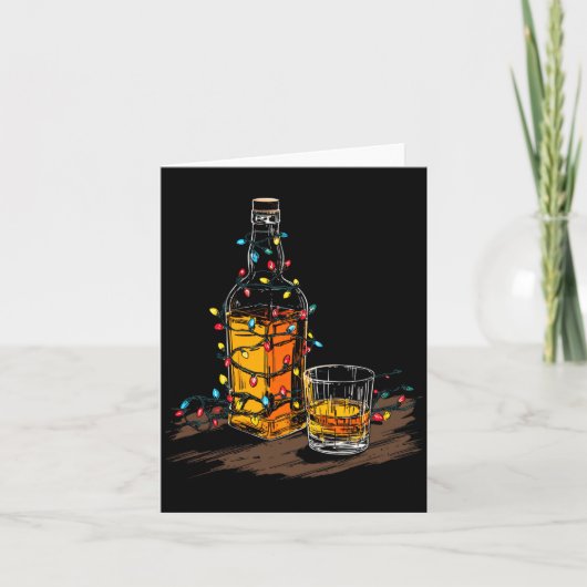 Funny Whiskey Christmas Graphics Lights Lover Long カード (正面)