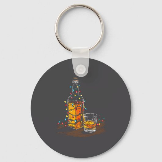 Funny Whiskey Christmas Graphics Lights Lover Long キーホルダー (正面)