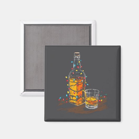 Funny Whiskey Christmas Graphics Lights Lover Long マグネット (正面/裏面)