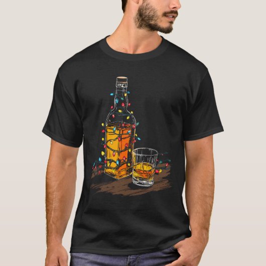 Funny Whiskey Christmas Graphics Lights Lover Long Tシャツ (正面)