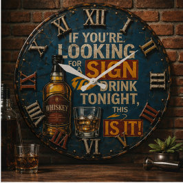 Funny Whiskey Quote Whiskey Bar Decor ラージ壁時計