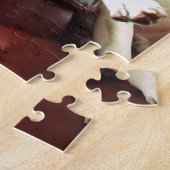 funny white pit bull dog on the couch ジグソーパズル (側面)