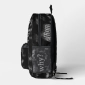 Funny Why Because Text Black Print Cut Sew Bag プリントバックパック (右)