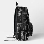 Funny Why Because Text Black Print Cut Sew Bag プリントバックパック (左)