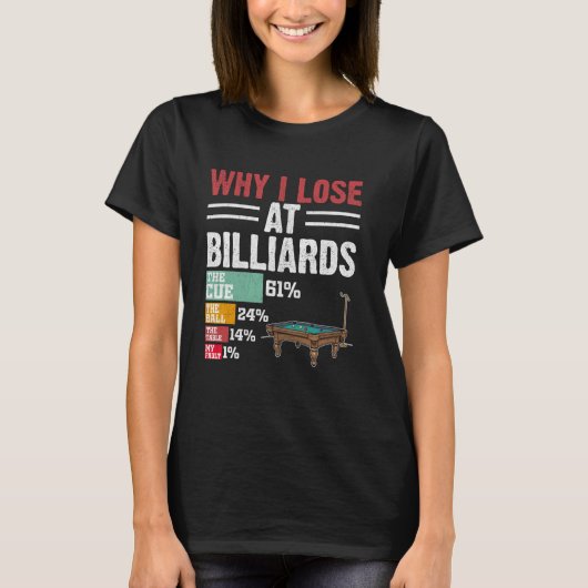 Funny Why I Lose At Billiards Pool Player Billiard Tシャツ (正面)