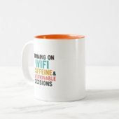 Funny WiFi and Caffeine Quote Coffee Mug ツートーンマグカップ (正面左)